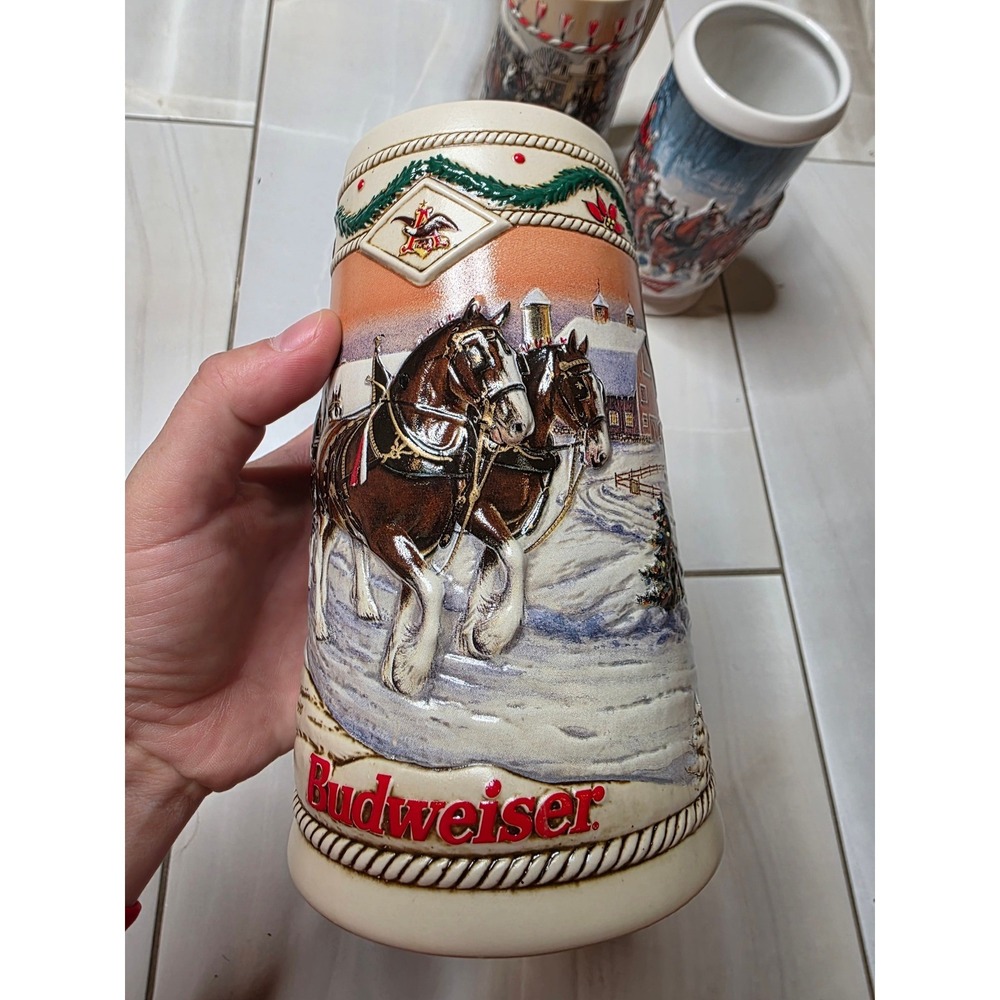 Budweiser Holida Stein Lot 3 1996 American Homestead 2007 Winter's Calm B Series - Picture 2 of 16